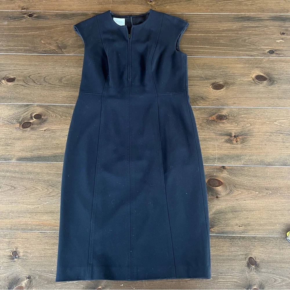 Akris Punto Black Jersey Zip Front Cap Sleeve Dress - Picture 1 of 8
